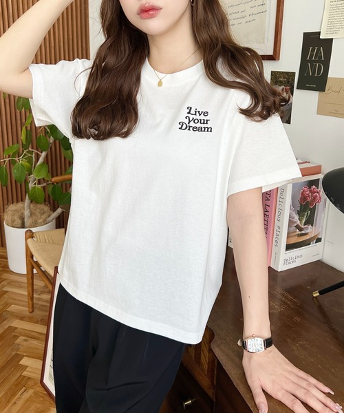 moment+ tシャツ ロゴ刺繍半袖Tシャツ レディース : ZOZOTOWN Yahoo!店