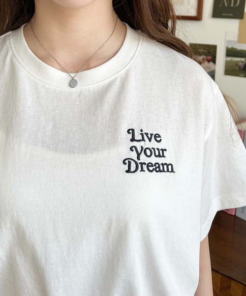 レディースホワイト 半袖Tシャツ ロゴ刺繍　Ⅿ moment+ tシャツ ロゴ刺繍半袖Tシャツ レディース : ZOZOTOWN