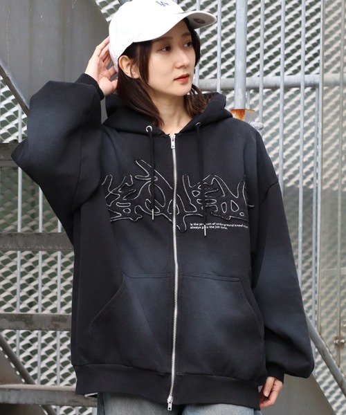 SEQUENZE パーカー 「SEQUENZ/シークエンズ」LOGO APPLIQUE ZIP HOODIE