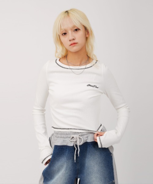 tシャツ atmos pink Rib Long Sleeve T-shirt / アトモス ピンク リブ ロング スリーブ ティーシャツ レディース
