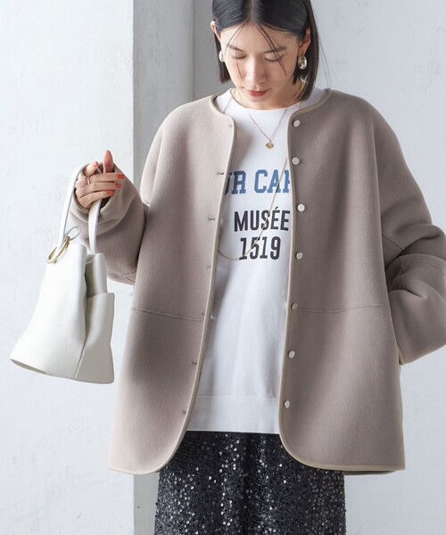 SHIPS（シップス） ノーカラージャケット 38 ネイビー レディース