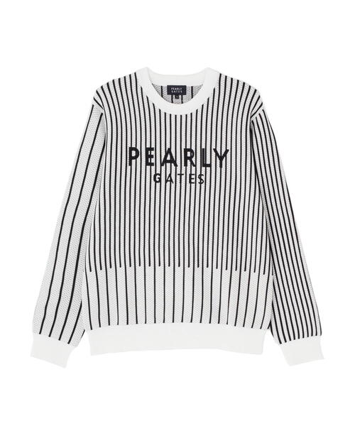 PEARLY GATES ストライプ セーター セール】【PEARLY GATES】ストライプ クルーネックニットプル