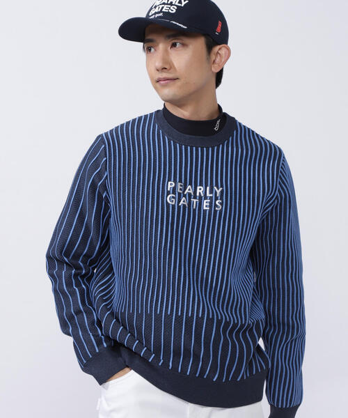 PEARLY GATES ロゴストライプ　セーター サイズ２ PEARLY GATES セーター ニット 「PEARLY GATES」ストライプ