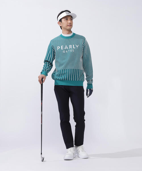 PEARLY GATES ロゴストライプ　セーター サイズ２ PEARLY GATES セーター ニット 「PEARLY GATES」ストライプ