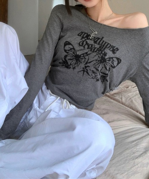 THE HITSS（ヒッツ） tシャツ Y2K グランジ バタフライプリント