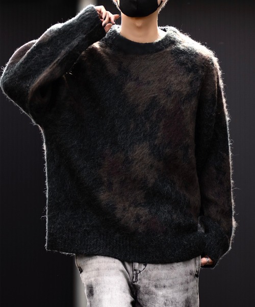 「CLEL」 長袖ニット L グレイッシュベージュ メンズ_画像6