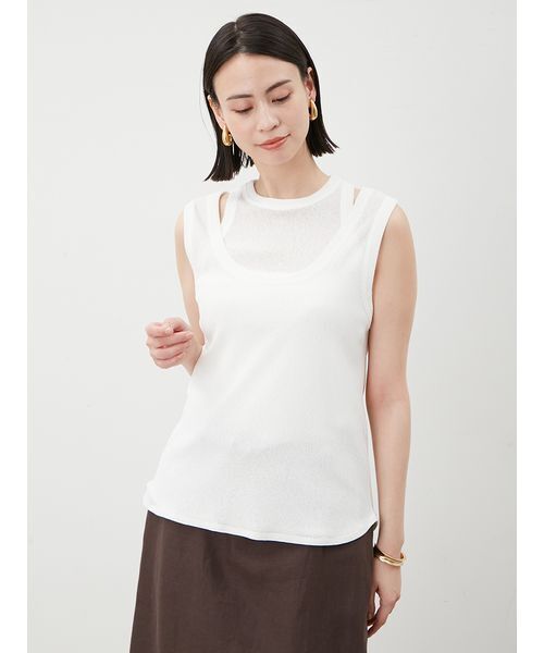 tシャツ イージーケアタンクレイヤードカットトップス レディース