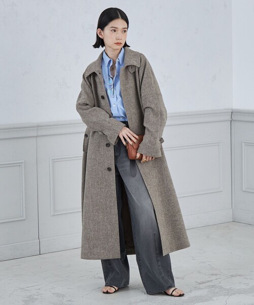 グレー 毛皮 ノースリーブコート w closet（ダブルクローゼット）の「エコウールノーカラーファー