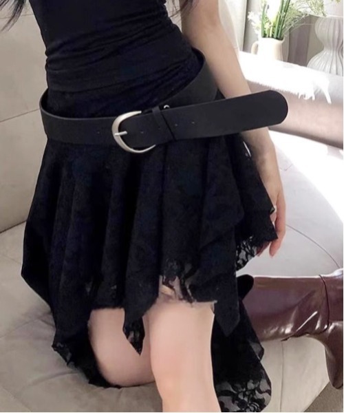 MASHIRO スカート 「MASHIRO」アシメレースミニパンツスカート Y2K