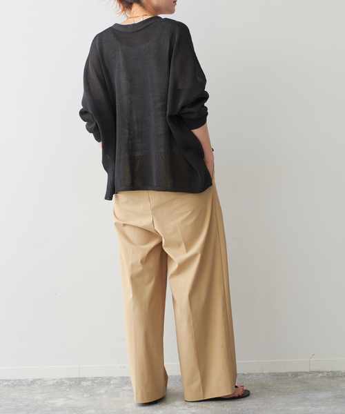 Spick & Span ペーパーヤーン　カーディガン　ベージュ Spick＆Span カーディガン 手洗い可 / 「追加」ペーパーヤーン