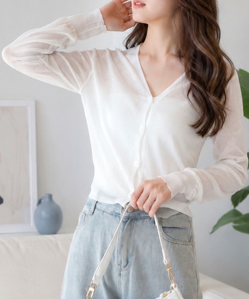 Dewlily カーディガン 夏 「人気アイテム」透け感が人気の垢抜けこなれ