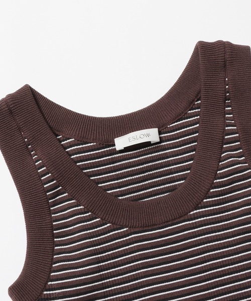 タンクトップ ノースリーブ ESLOW/エスロー COMBINATION TANKTOP ボーダー タンクトップ リブタンク レディース ESLOW タンクトップ ノースリーブ ESLOW/エスロー COMBINATION