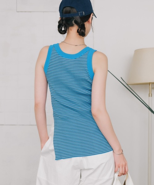 タンクトップ ノースリーブ ESLOW/エスロー COMBINATION TANKTOP ボーダー タンクトップ リブタンク レディース ESLOW タンクトップ ノースリーブ ESLOW/エスロー COMBINATION