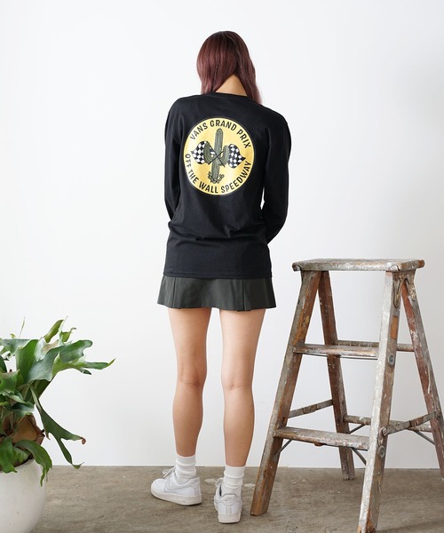 tシャツ VANS/ヴァンズ  M VANS GRAND PRIX LS TEE ロンT バックプリント レディース VANS tシャツ VANS/ヴァンズ M GRAND PRIX LS TEE ロンT バック
