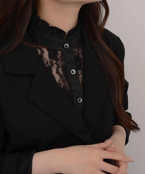VIBGYOR Women つけ襟 付け襟 「resonance」レース フリル スタンド