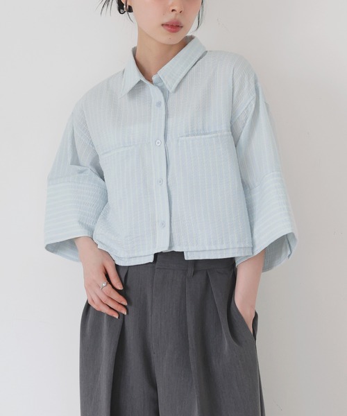 「LIAN」 7分袖シャツ FREE ブルー レディース LIAN 「LIAN」 7分袖シャツ FREE ブルー レディース : ZOZOTOWN
