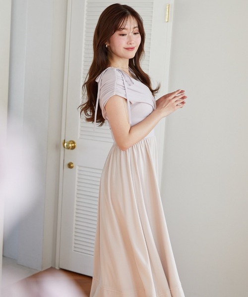 ワンピース her lip to Her lip to ワンピース Open Shoulder Tuck Shirt Dress