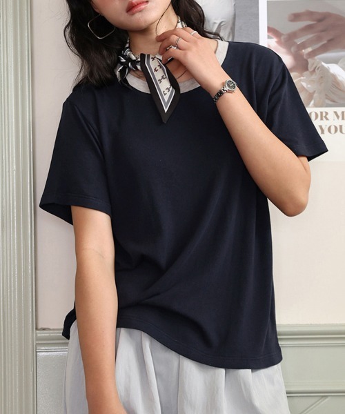 tシャツ 半袖 バイカラーシンプルTシャツ レディース : ZOZOTOWN Yahoo