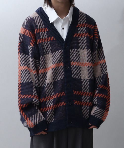 Art re A select」 「crealy」ニットカーディガン X-LARGE オレンジ