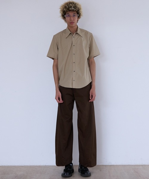 kakimoto yukiブラウンLRパンツ ワイドパンツ パンツ YUKI HASHIMOTO TWISTED WORK PANTS (PT-01-0002