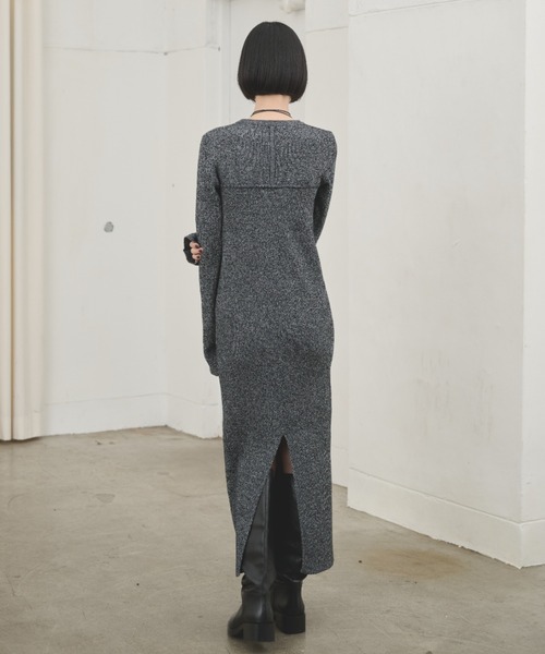 AIC. ワンピース ビスチェデザインミックスニットロングワンピース