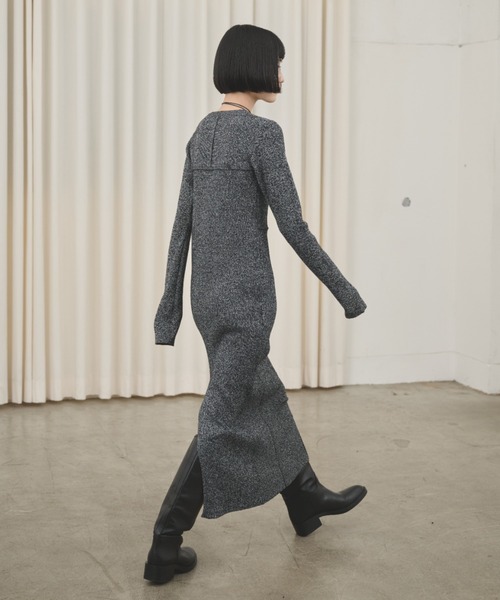 AIC. ワンピース ビスチェデザインミックスニットロングワンピース