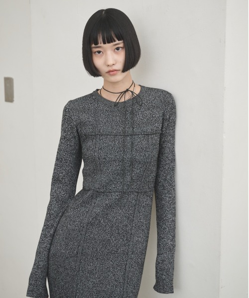 AIC. ワンピース ビスチェデザインミックスニットロングワンピース