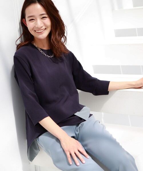 「CAST:」 7分袖ブラウス M ネイビー レディース_画像2