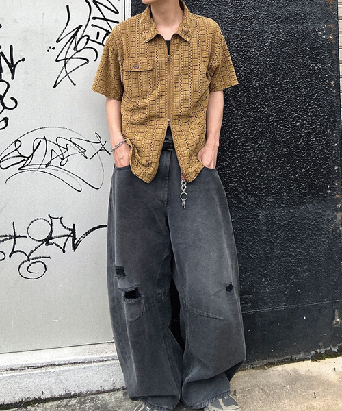 「MandO（Auntie Rosa）」 半袖シャツ LARGE ブラック メンズ_画像8