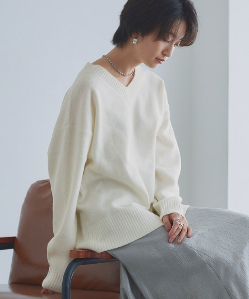 ニット セーター Vネックウールミックスニット レディース | RASW | 22