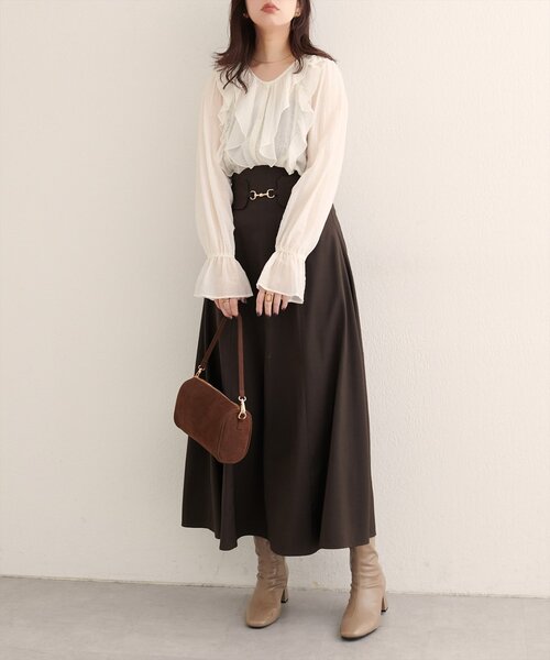 natural couture ブラウス シャツ 「WEB限定」フリリーブラウス