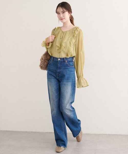 natural couture ブラウス シャツ 「WEB限定」フリリーブラウス 