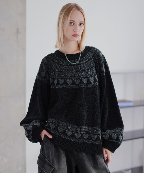 ROCHEM（ローシェン） セーター ニット ハートモチーフノルディック