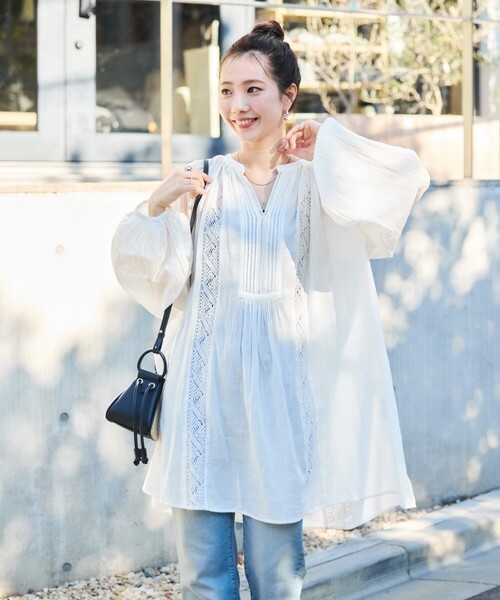 FREAK'S STORE 「FREAK'S STORE」 長袖チュニック フリ- オフホワイト