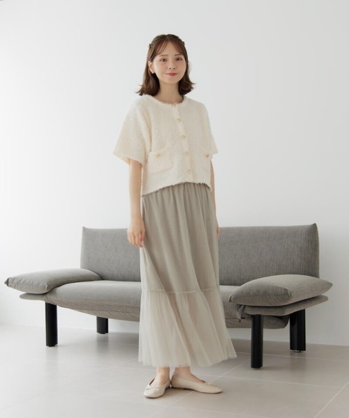 「flower」 半袖ニット FREE アイボリー レディース_画像7