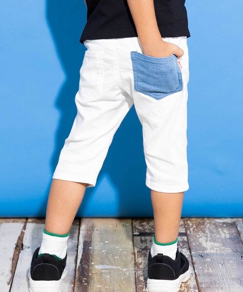 「WASK」 「KIDS」デニムハーフパンツ 140cm ホワイト キッズ_画像4