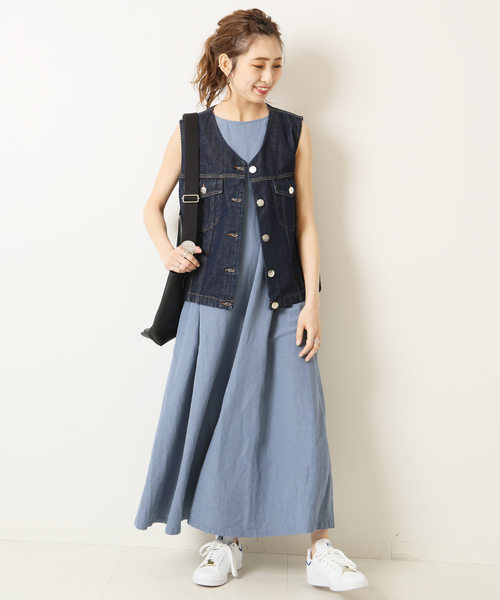 「Spick & Span」 ノースリーブワンピース 38 ブルー レディース_画像2