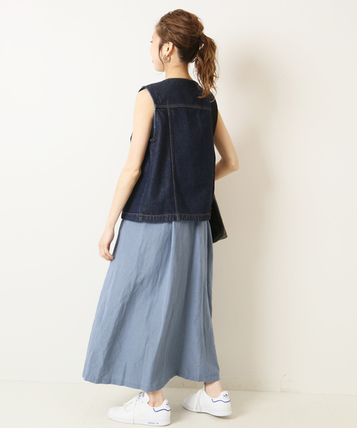 「Spick & Span」 ノースリーブワンピース 38 ブルー レディース_画像8