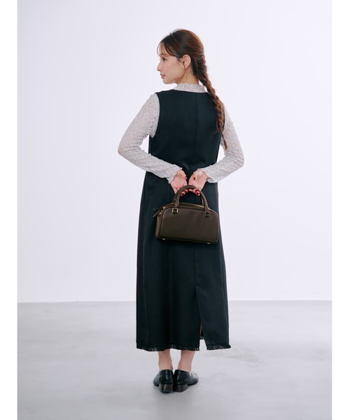 ワンピース ツイードフロントジップジャンパースカート 「低身長・小柄