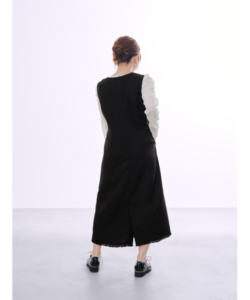 ワンピース ツイードフロントジップジャンパースカート 「低身長・小柄