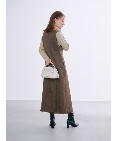 ADORE ツイードジレワンピース　ジャンパースカート グレー ADORE（アドーア） ジャンパースカート 「20周年記念」トリコロール