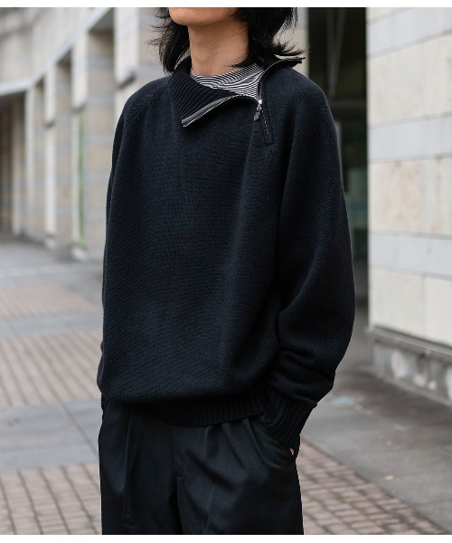 【新品未使用】PORT BY ARK☆ウールT ヘンリーネック☆1☆黒 Henley Neck Knit | PORT BY ARK(ポートバイアーク) / トップス ニット