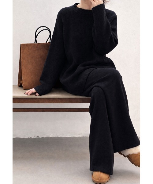 FAVORITO セットアップ ニットトップスワイドパンツセットアップ