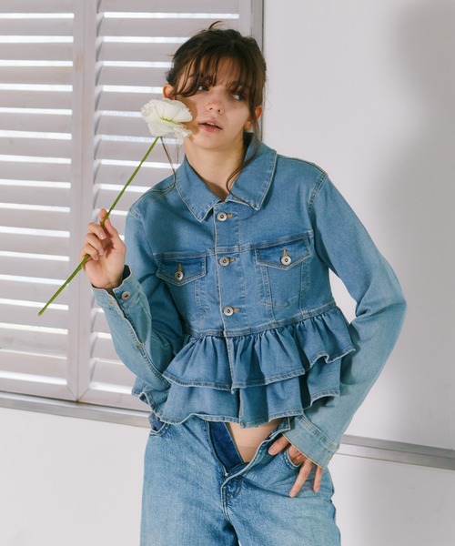 ジャケット・アウター mieya mieya frill denim JK indigo mieya mieya デニムジャケット gジャン 「mieya mieya」mieya frill