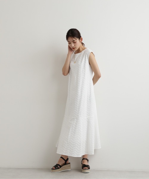 「NATURAL BEAUTY BASIC」 ノースリーブワンピース MEDIUM ブラック レディース_画像7