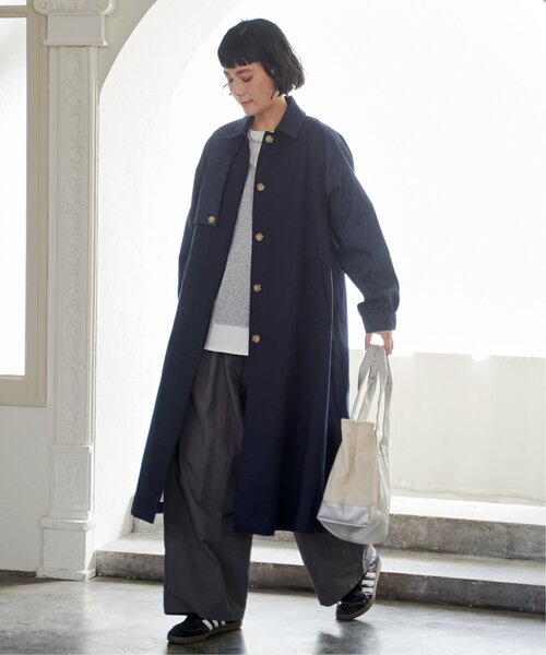 「LBC」 ステンカラーコート M ライトブルー レディース_画像2