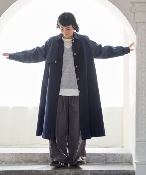 「LBC」 ステンカラーコート M ライトブルー レディース_画像3