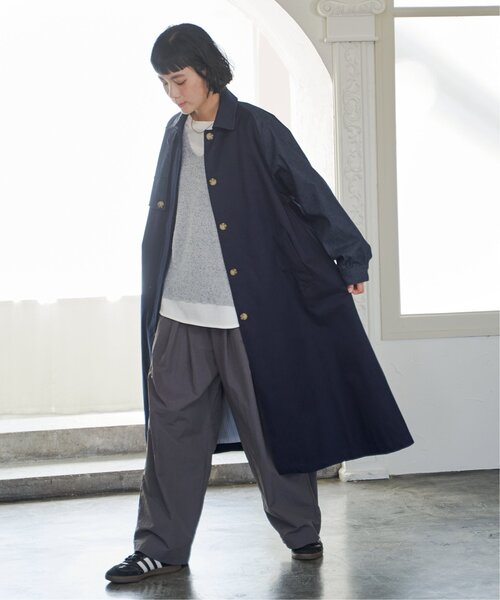 「LBC」 ステンカラーコート M ライトブルー レディース_画像4