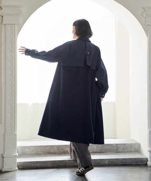 「LBC」 ステンカラーコート M ライトブルー レディース_画像5