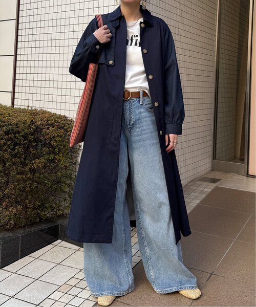 「LBC」 ステンカラーコート M ライトブルー レディース_画像6